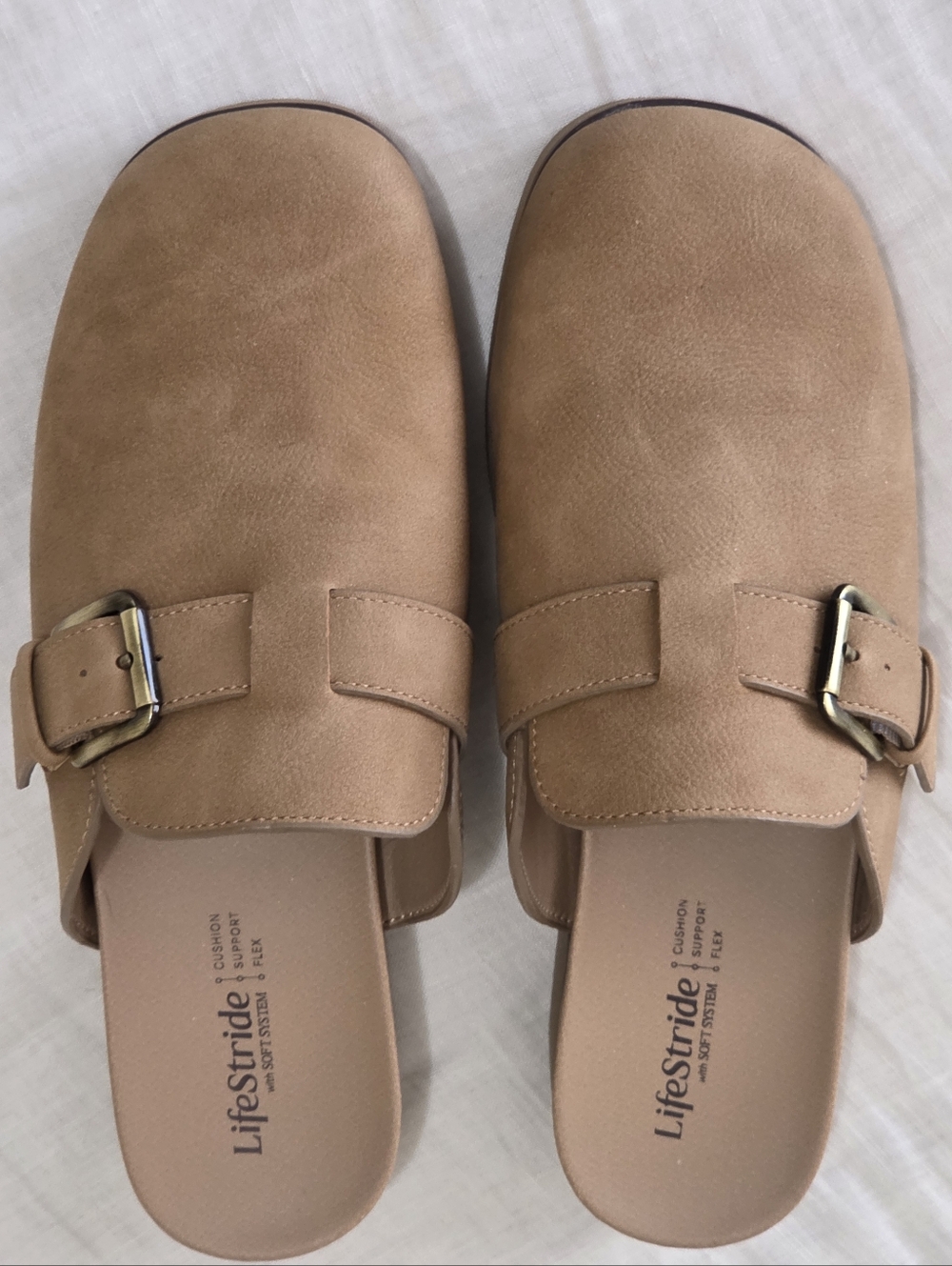 Life Stride Women's Gillian Tan Buckle Mules